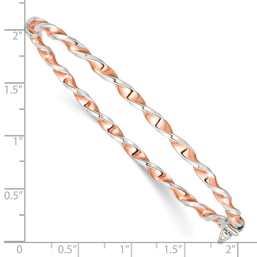 Sterlingsilber Roséfarben Poliert Gedreht 3mm Klappbar Armreif