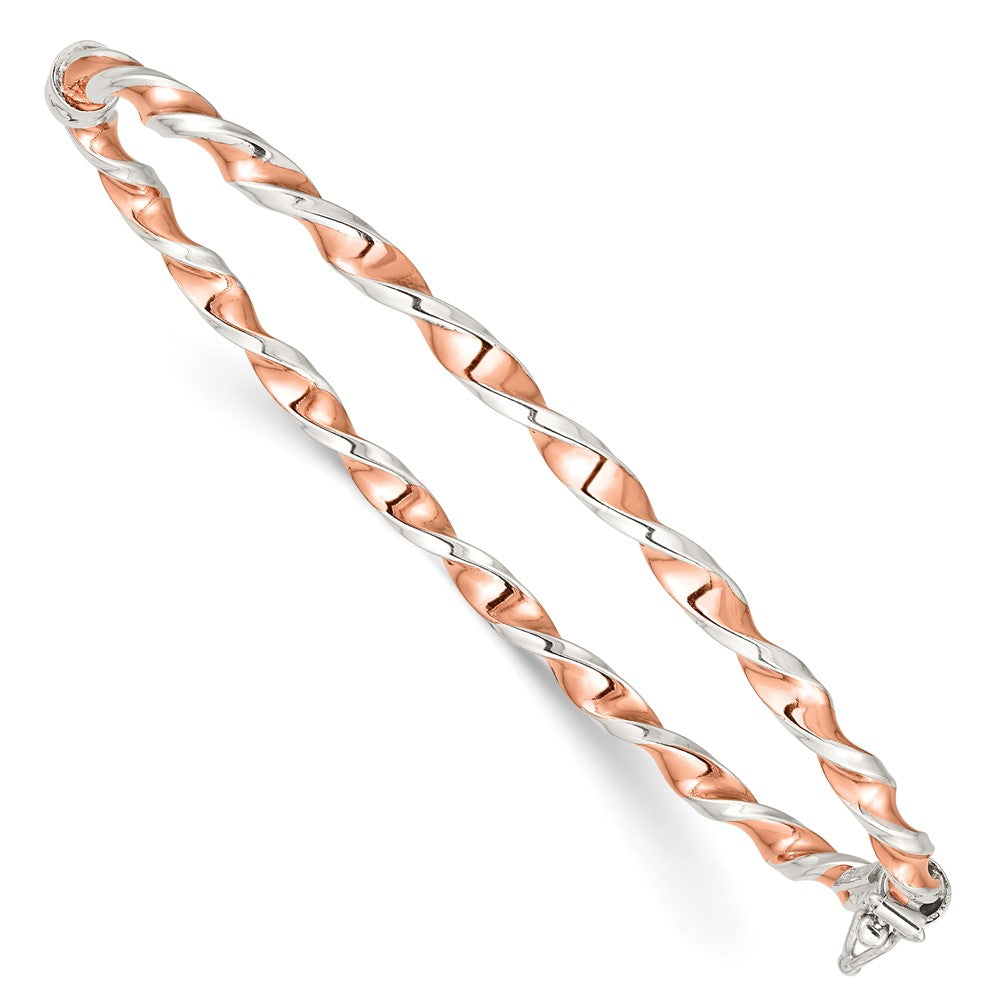 Sterlingsilber Roséfarben Poliert Gedreht 3mm Klappbar Armreif