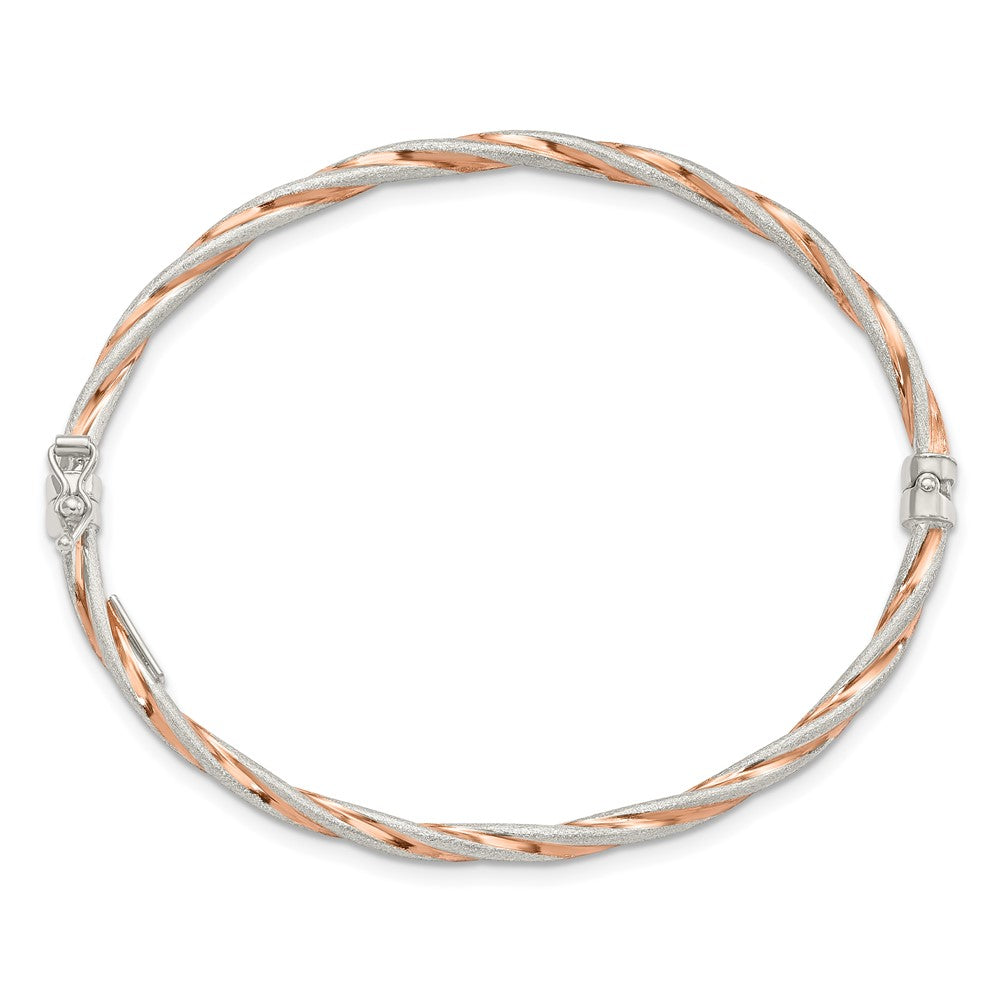 Sterlingsilber Roséfarben Satiniert/polish Gedreht 3mm Klappbar Armreif