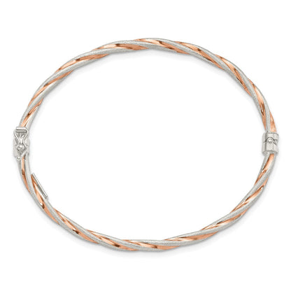 Sterlingsilber Roséfarben Satiniert/polish Gedreht 3mm Klappbar Armreif