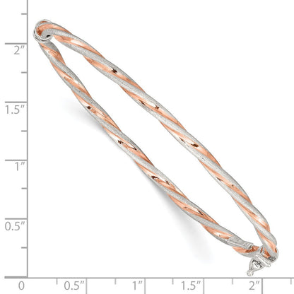 Sterlingsilber Roséfarben Satiniert/polish Gedreht 3mm Klappbar Armreif