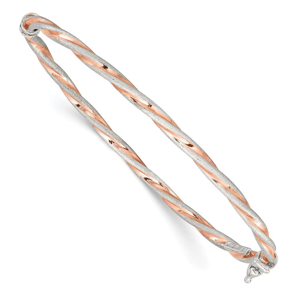 Sterlingsilber Roséfarben Satiniert/polish Gedreht 3mm Klappbar Armreif