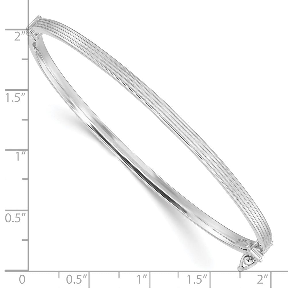 Sterlingsilber Rhodiniert Poliert/textured 3mm Klappbar Armreif