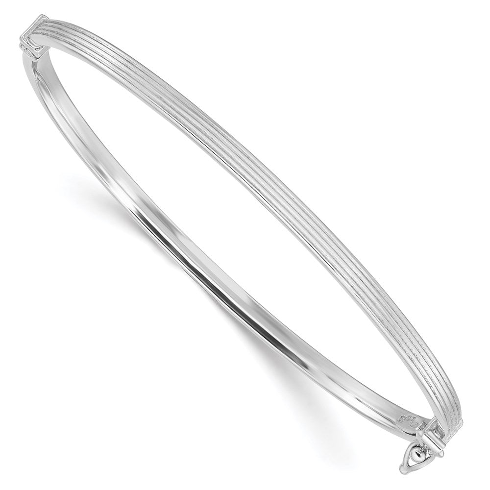 Sterlingsilber Rhodiniert Poliert/textured 3mm Klappbar Armreif