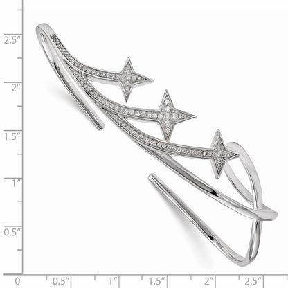 Sterlingsilber Rhodiniert Zirkonia Stern Hand Armreif