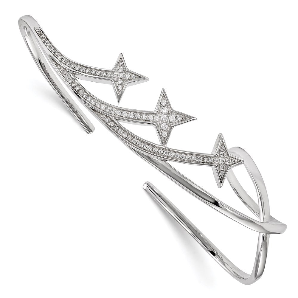 Sterlingsilber Rhodiniert Zirkonia Stern Hand Armreif