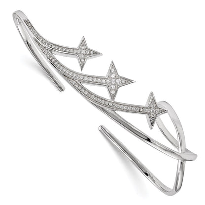 Sterlingsilber Rhodiniert Zirkonia Stern Hand Armreif