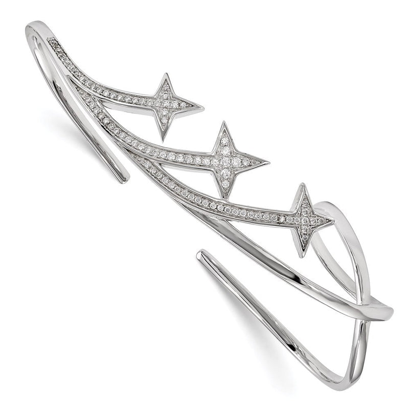 Sterlingsilber Rhodiniert Zirkonia Stern Hand Armreif