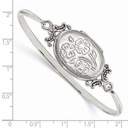 Sterlingsilber Blumen 26mm Oval Medaillon Armreif Armband