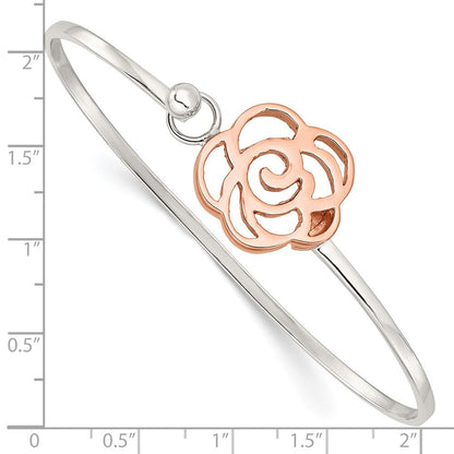 Sterlingsilber Roséfarben Poliert Blume Armreif