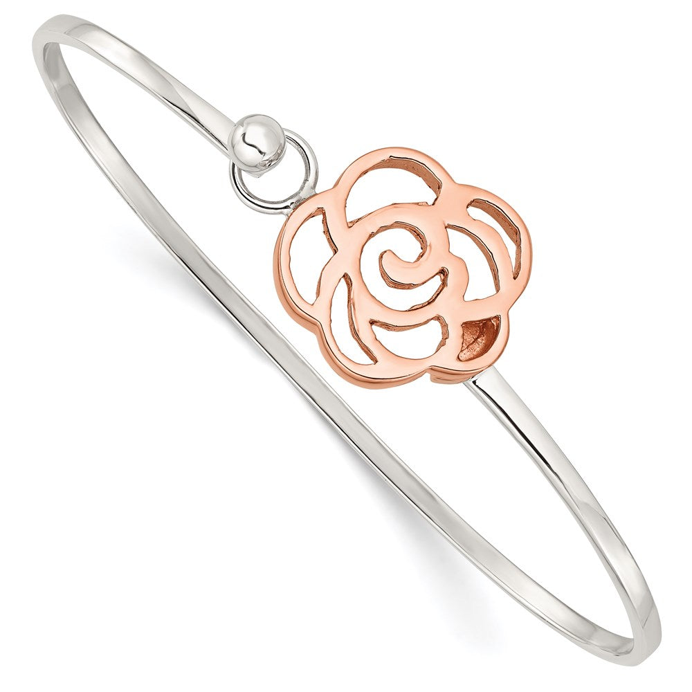 Sterlingsilber Roséfarben Poliert Blume Armreif