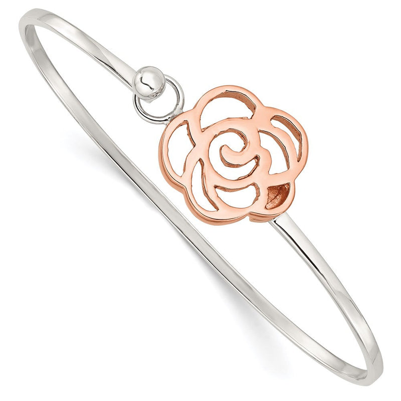 Sterlingsilber Roséfarben Poliert Blume Armreif
