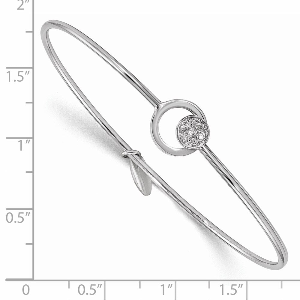 Sterlingsilber Rhodiniert Poliert mit Zirkonia Kreis Flexibel Armreif