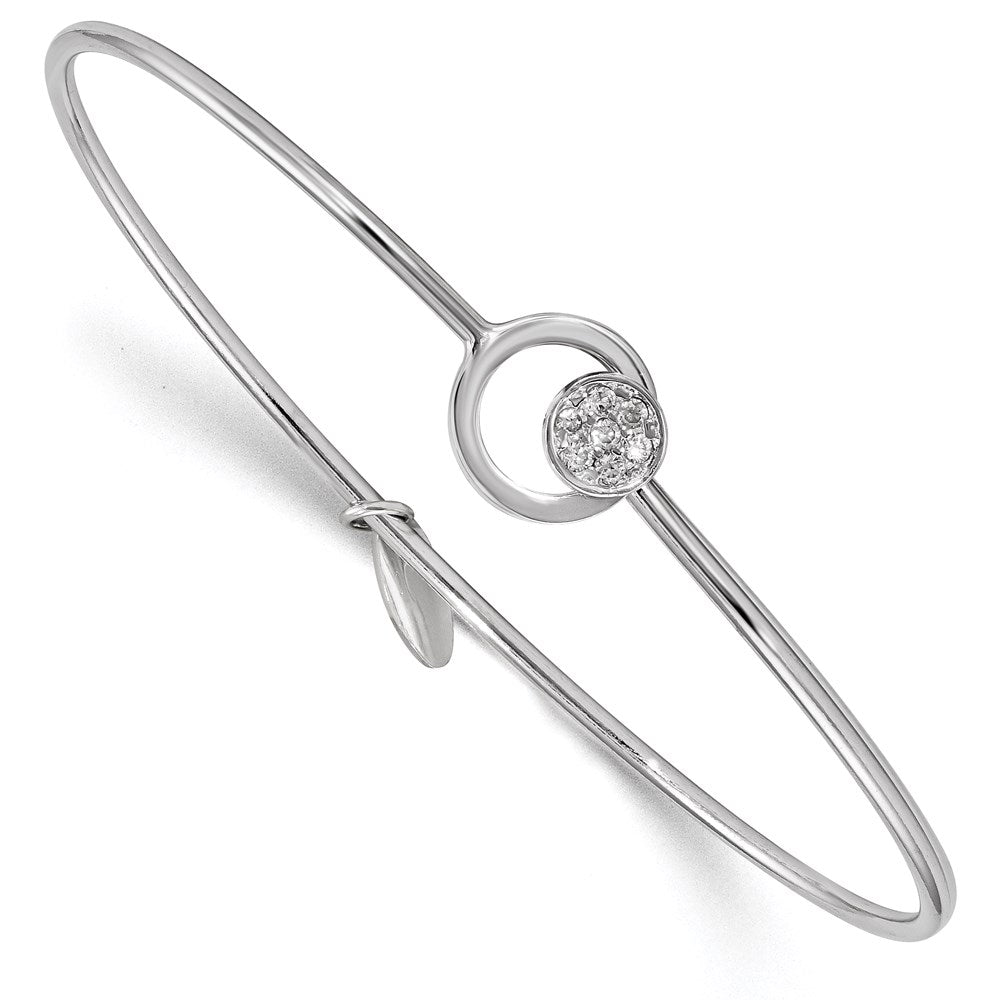 Sterlingsilber Rhodiniert Poliert mit Zirkonia Kreis Flexibel Armreif