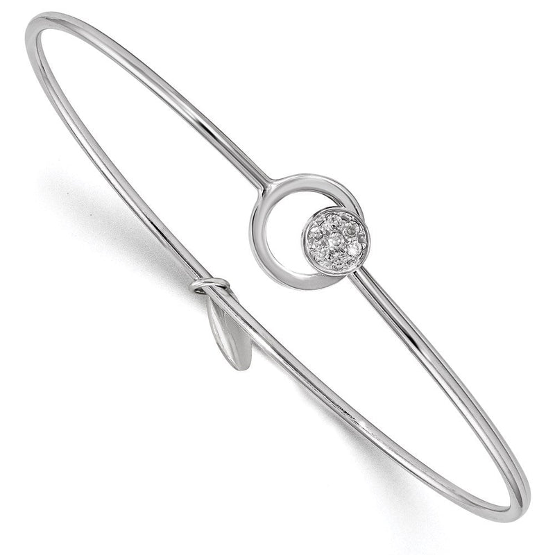 Sterlingsilber Rhodiniert Poliert mit Zirkonia Kreis Flexibel Armreif