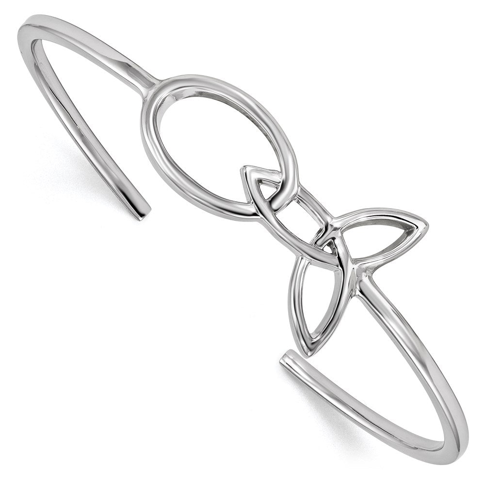 Sterlingsilber Rhodiniert Poliert Manschette Armreif