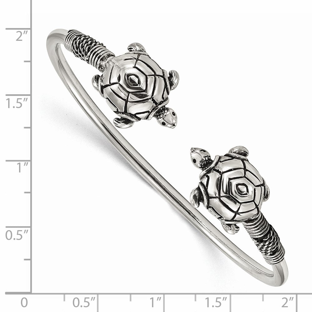 Sterlingsilber Poliert Antikisiert Schildkröte Flexibel Armreif