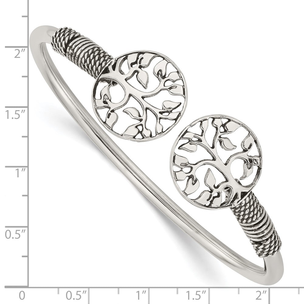 Sterlingsilber Poliert Baum Antikisiert Flexibel Armreif