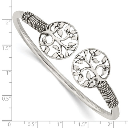 Sterlingsilber Poliert Baum Antikisiert Flexibel Armreif