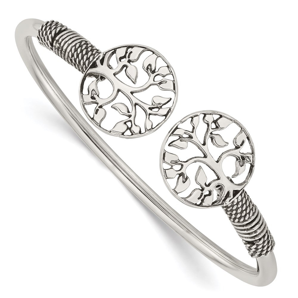 Sterlingsilber Poliert Baum Antikisiert Flexibel Armreif