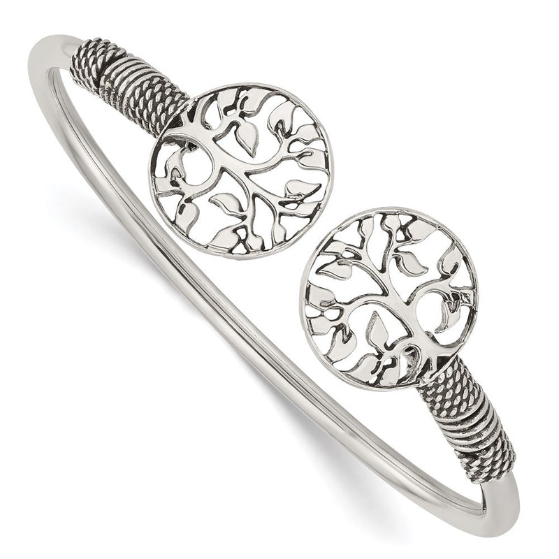 Sterlingsilber Poliert Baum Antikisiert Flexibel Armreif