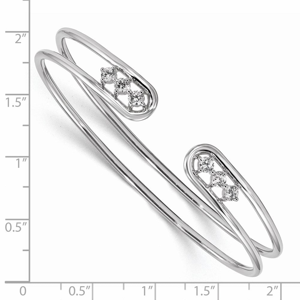 Sterlingsilber Rhodiniert Zirkonia Manschette Armreif