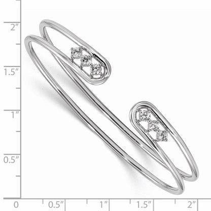 Sterlingsilber Rhodiniert Zirkonia Manschette Armreif