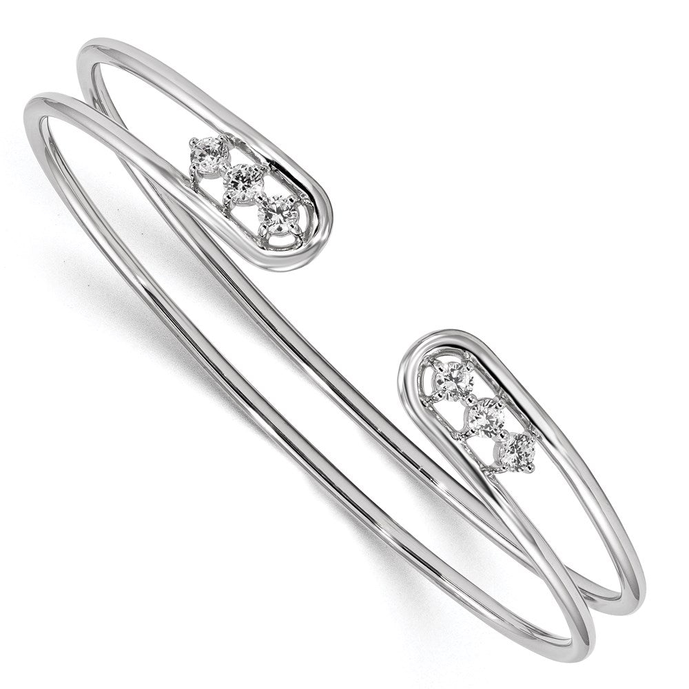 Sterlingsilber Rhodiniert Zirkonia Manschette Armreif