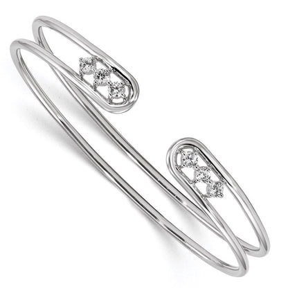 Sterlingsilber Rhodiniert Zirkonia Manschette Armreif