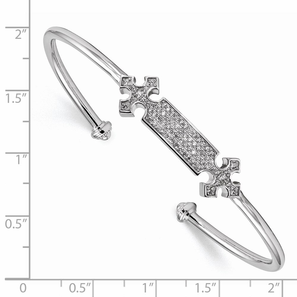 Sterlingsilber Rhodiniert Zirkonia Kreuz Manschette Armreif