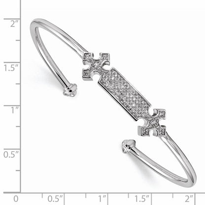Sterlingsilber Rhodiniert Zirkonia Kreuz Manschette Armreif