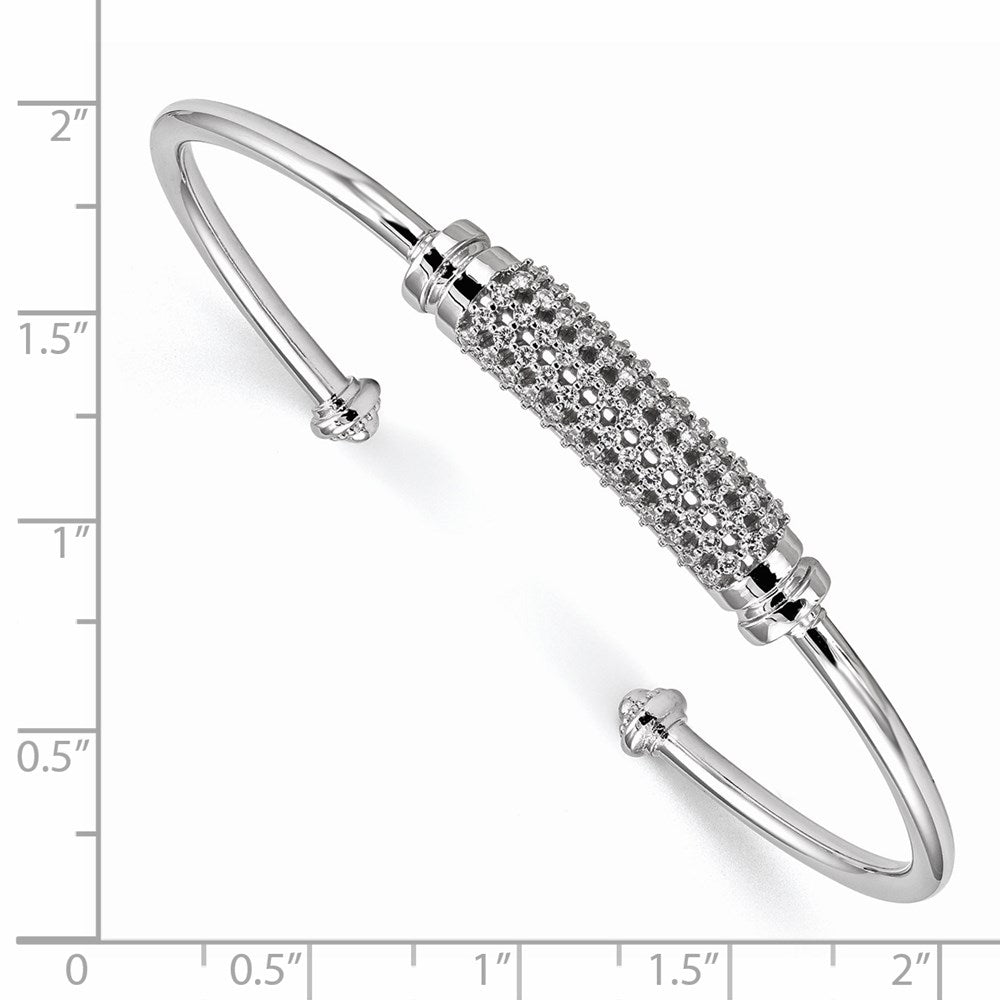 Sterlingsilber Rhodiniert Zirkonia Manschette Armreif