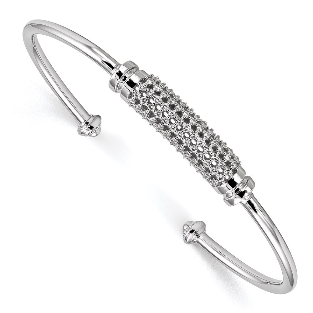 Sterlingsilber Rhodiniert Zirkonia Manschette Armreif