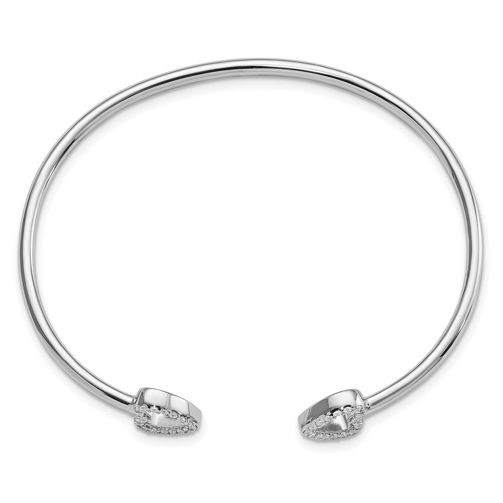 Sterlingsilber Rhodiniert Zirkonia Herz Manschette Armreif