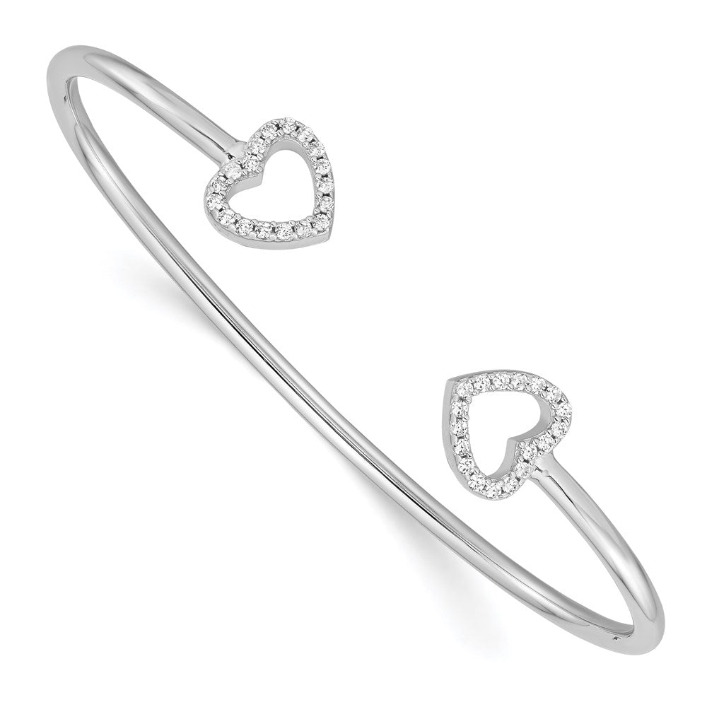 Sterlingsilber Rhodiniert Zirkonia Herz Manschette Armreif