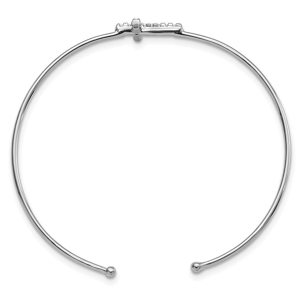 Sterlingsilber Rhodiniert Zirkonia Kreuz Manschette Armreif