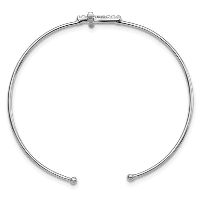 Sterlingsilber Rhodiniert Zirkonia Kreuz Manschette Armreif