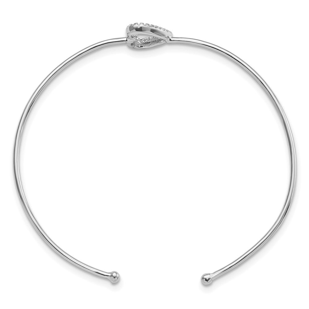 Sterlingsilber Rhodiniert Zirkonia Herz Manschette Armreif Armband