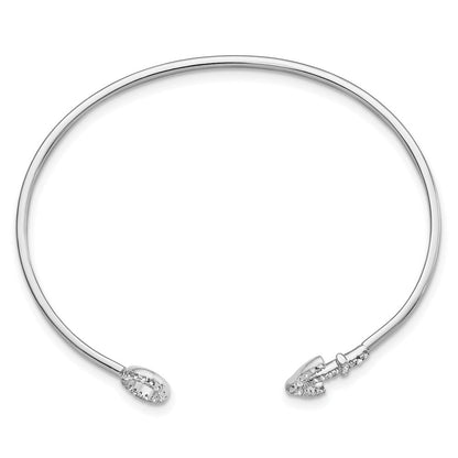 Sterlingsilber Rhodiniert Zirkonia Anker Manschette Armreif