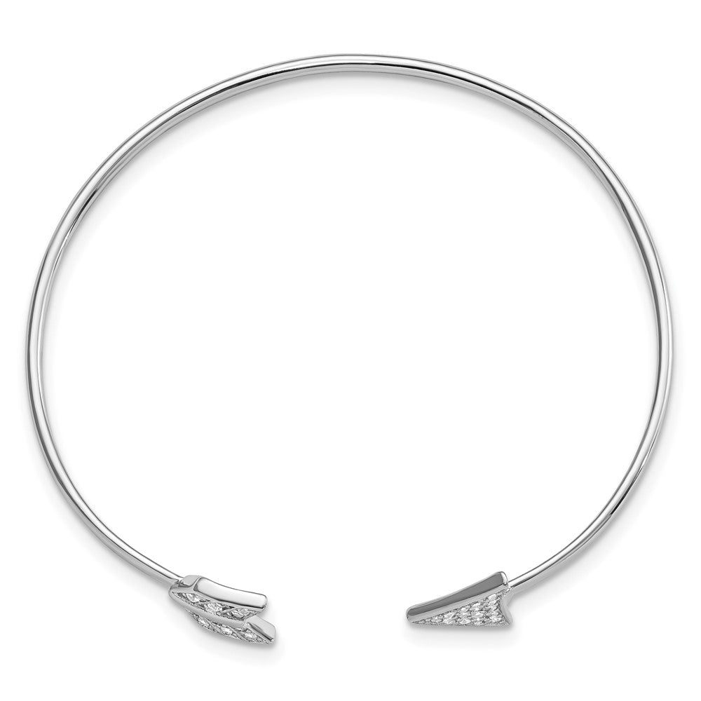 Sterlingsilber Rhodiniert Zirkonia Pfeil Manschette Armreif