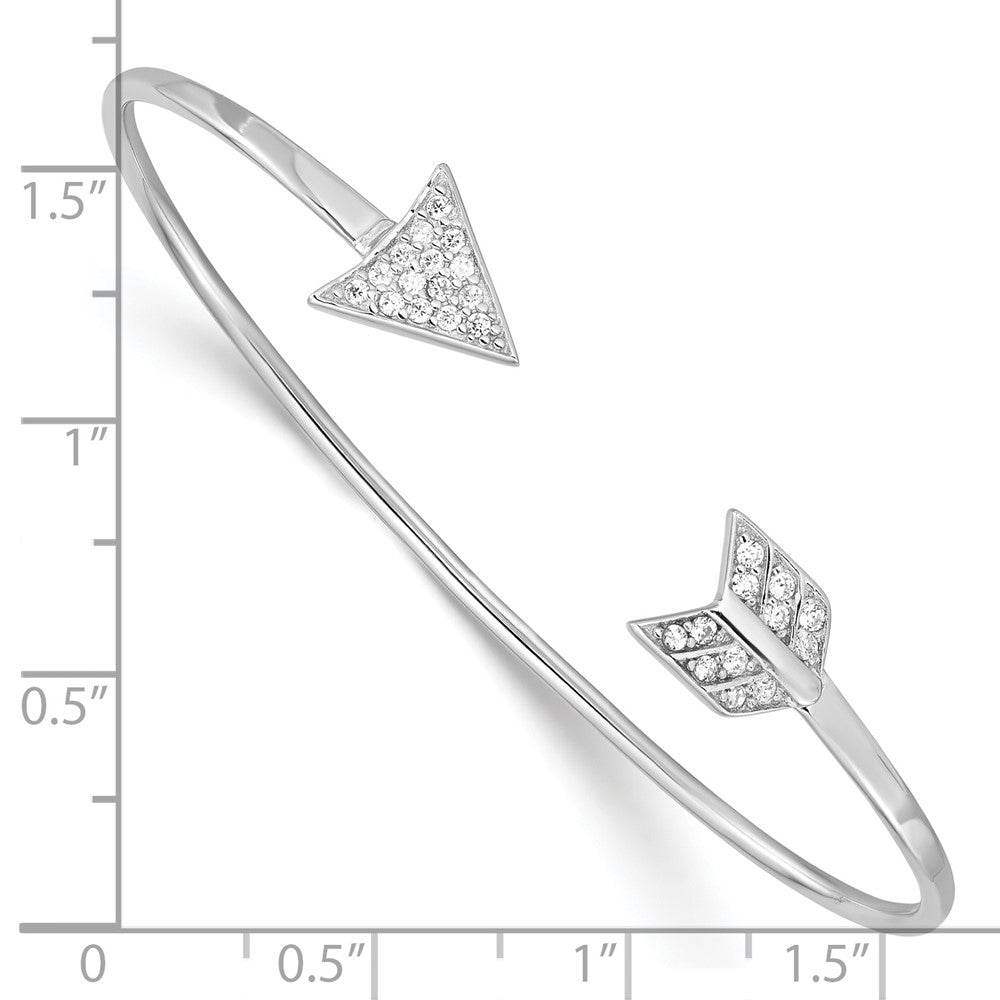 Sterlingsilber Rhodiniert Zirkonia Pfeil Manschette Armreif