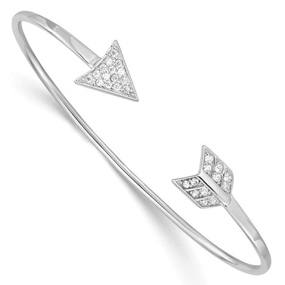 Sterlingsilber Rhodiniert Zirkonia Pfeil Manschette Armreif