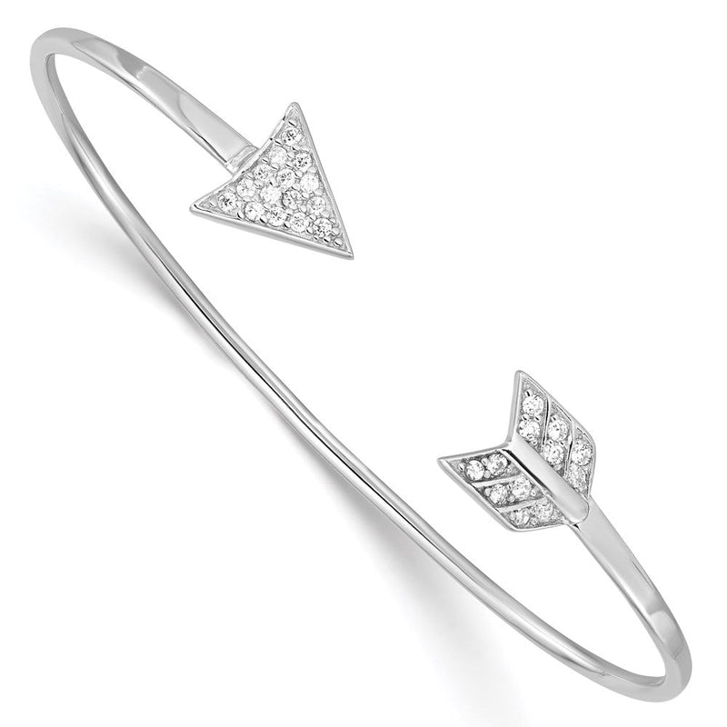 Sterlingsilber Rhodiniert Zirkonia Pfeil Manschette Armreif