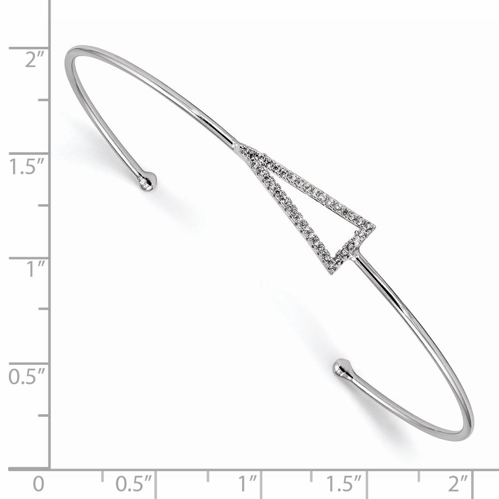 Sterlingsilber Rhodiniert Zirkonia Dreieck Manschette Armreif
