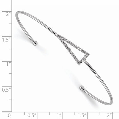 Sterlingsilber Rhodiniert Zirkonia Dreieck Manschette Armreif
