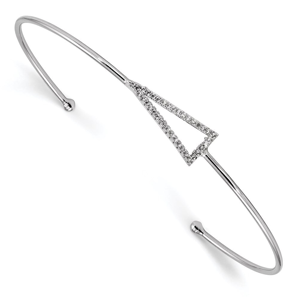 Sterlingsilber Rhodiniert Zirkonia Dreieck Manschette Armreif