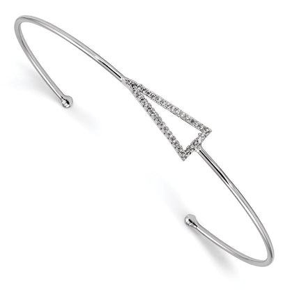 Sterlingsilber Rhodiniert Zirkonia Dreieck Manschette Armreif