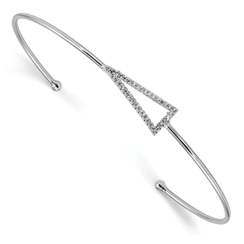 Sterlingsilber Rhodiniert Zirkonia Dreieck Manschette Armreif