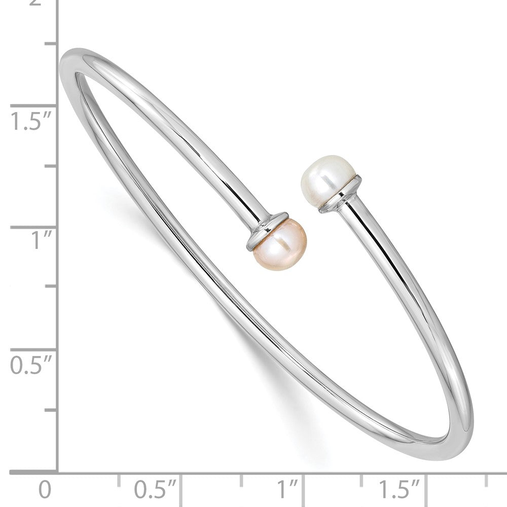 Sterlingsilber Rhodiniert Rosa & Weiß Fwc Flexibel Kinder Armreif