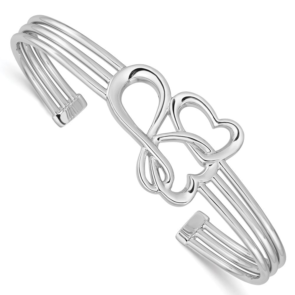 Sterlingsilber Rhodiniert Herzen und Unendlichkeit Manschette Armreif